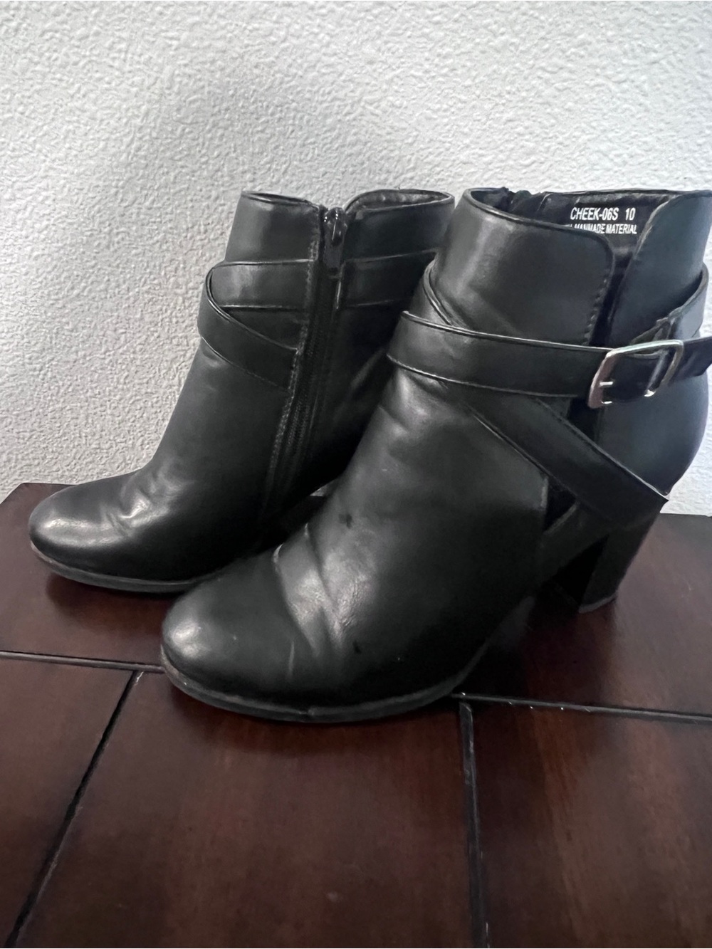 Black Ankle Booties with Buckle Strap